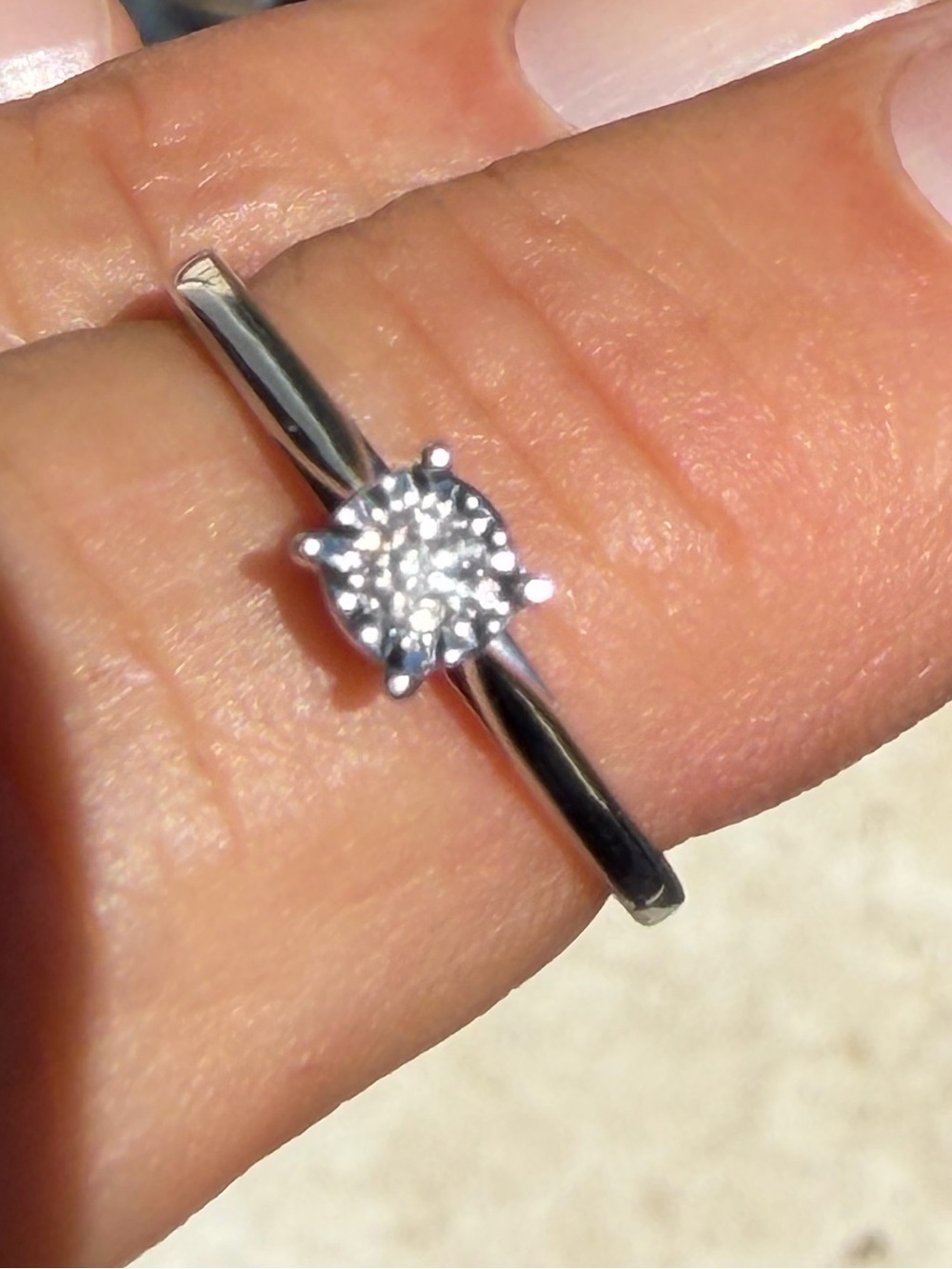 Classic Solitaire White 10 k Gold Ring with Clear .3 ctw Stone
